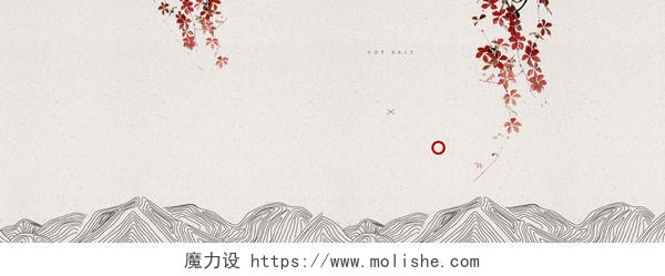 春季纹理质感花朵树叶中国风灰banner